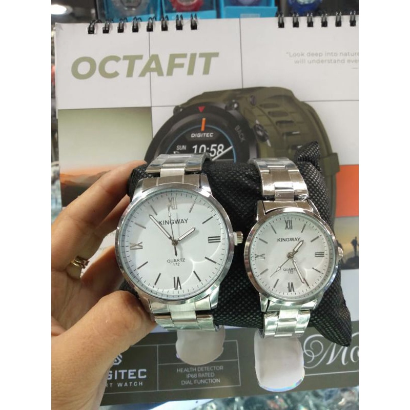 Jam Tangan Couple Pria Wanita Kingway Polos Rantai Stainless Steel Analog