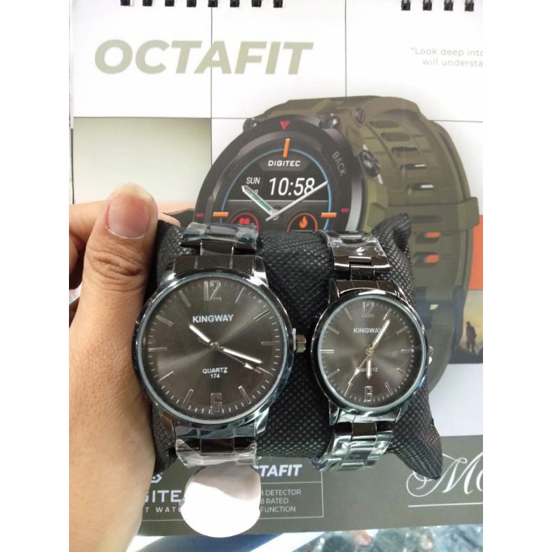 Jam Tangan Couple Pria Wanita Kingway Polos Rantai Stainless Steel Analog