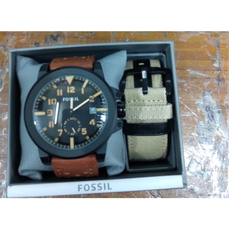 JAM TANGAN PRIA FSL CHRONO AKTIF TANGGAL AKTIF PLUS TALI KANVAS