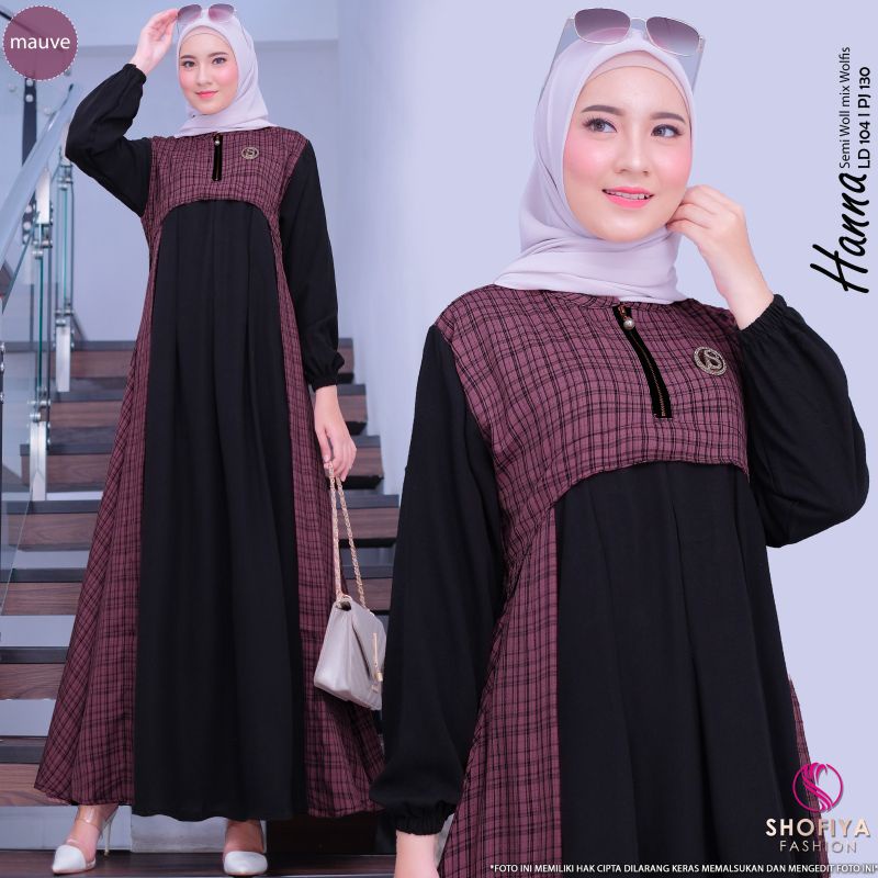 HANNA DRESS MOTIF KOTAK KOTAK By Shofiya