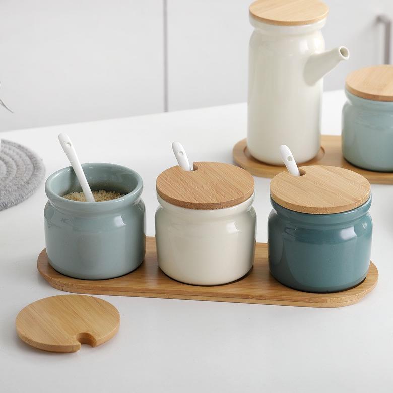 ISAO Nordic Ceramic Seasoning Jar Set 3 pcs