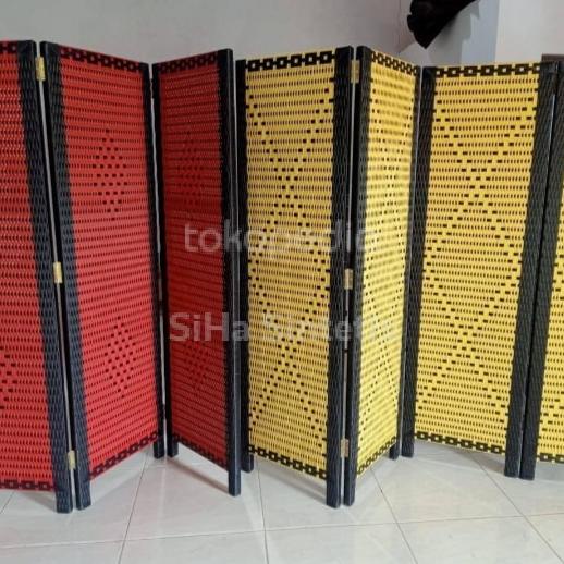Sale Sketsel Partisi Pembatas Ruangan Lipat Rotan Sintetis 1 Daun