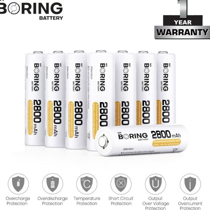 My Boring Battery AA 2800 mAh 8 Pack Baterai AA Rechargeable