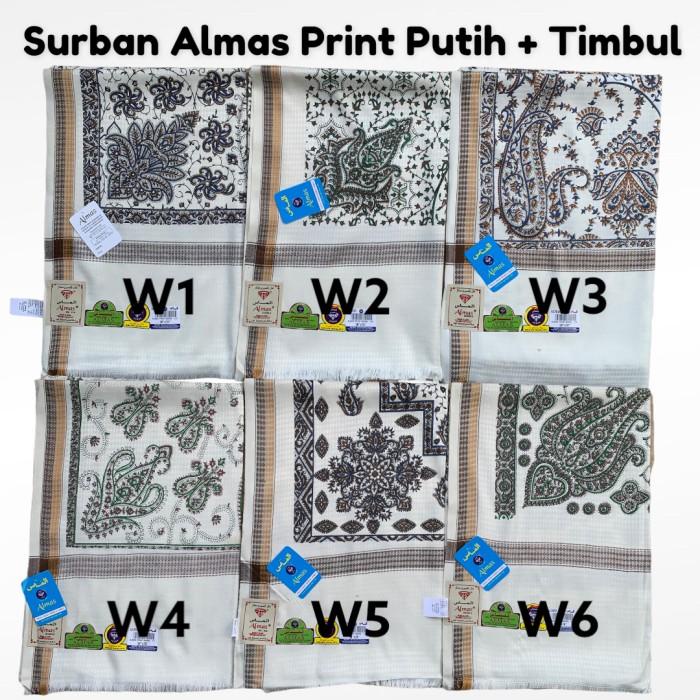 Sorban Exclusive Kashmiri Almas Print Putih