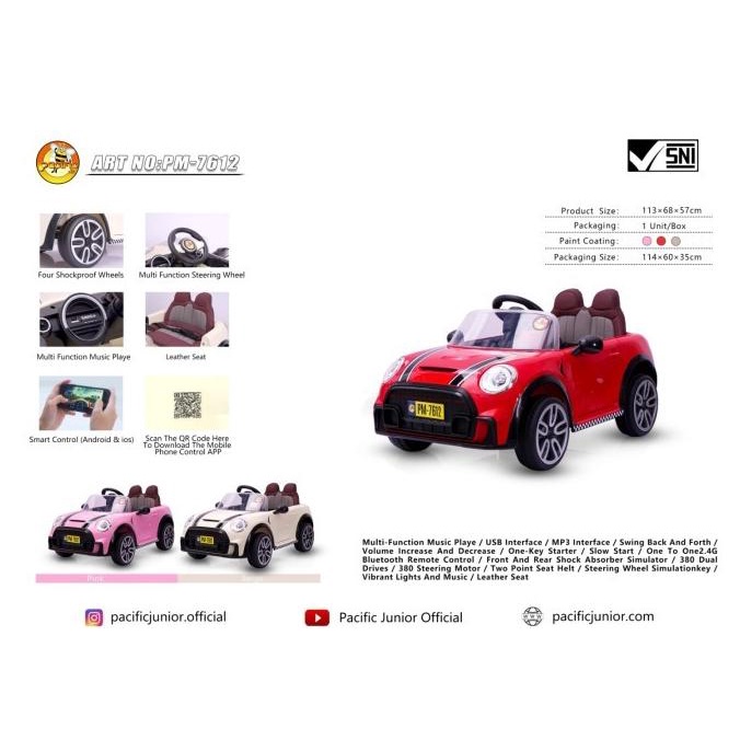 Cod  Mobil Aki Pacific Pm 7612 Mini Cooper Pm7612 Mobil Mainan Anak Baroqahhgalery100