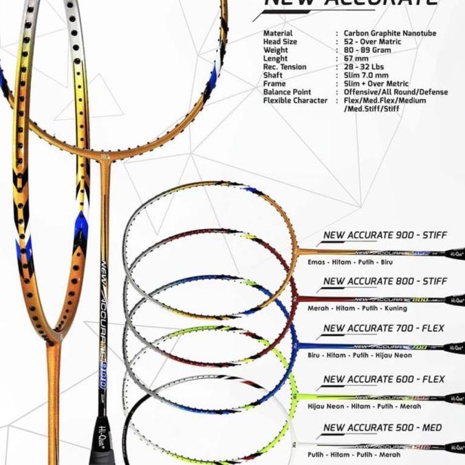 Raket Badminton HIQUA HQ NEW ACCURATE 600/700/800/900 + GRIP ORIGINAL