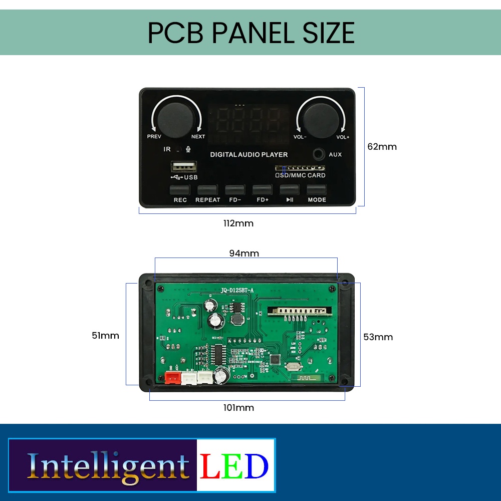 Amplifier Power Bluetooth 5.0 Digital Audio USB MMC FM Stereo 2x40W