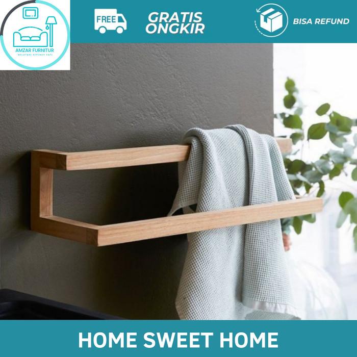 Terlaris Rak Handuk Dinding Minimalis Jemuran Handuk Dinding Kayu Minimalis