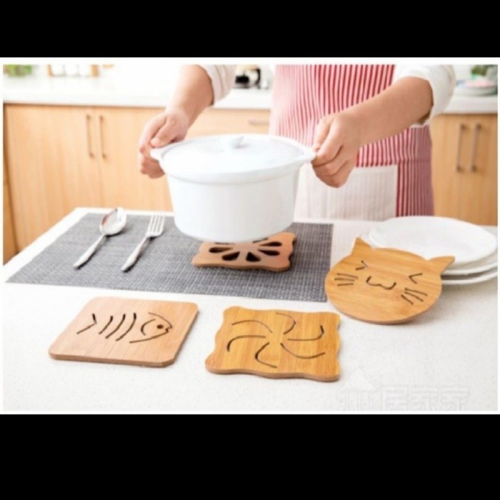 Tatakan Piring Gelas Kayu Anti Slip ALAS Panci Korea Japan SKC3900