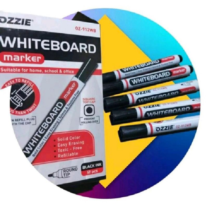 

Spidol Whiteboard Marker Ozzie Hitam 12 Pcs