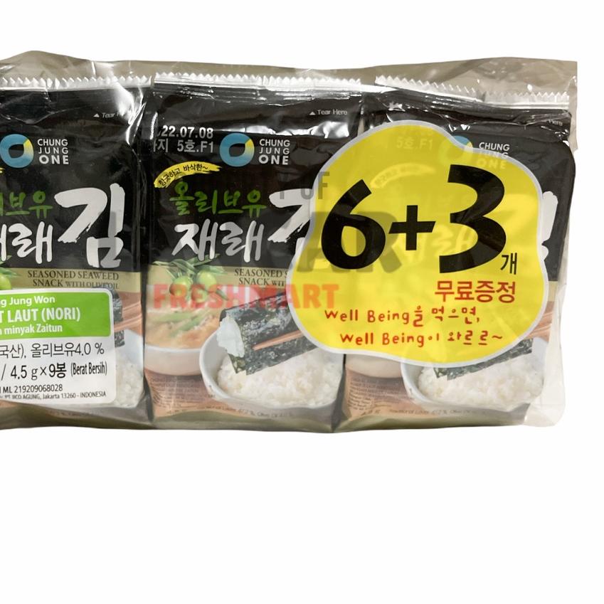 

Discount ⭐ CHUNG JUNG ONE NORI RUMPUT LAUT OLIVE OIL 4.5GR / NORI SUSHI RUMPUT LAUT OLIVE OIL