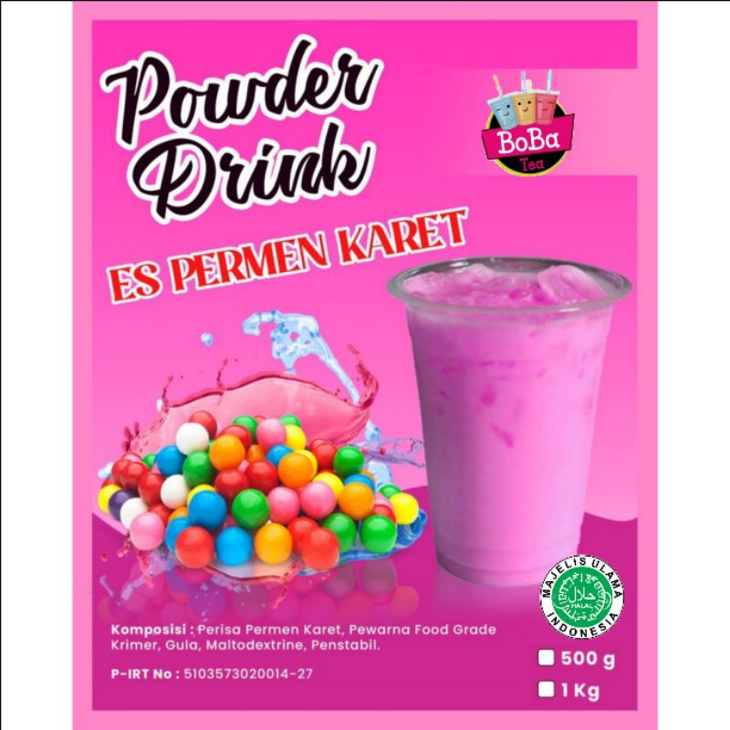 [1kg Reguler] Bubuk Minuman Rasa Es Permen Pink 1 KG