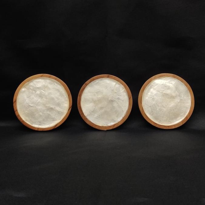 hanya disini] Coaster Kayu Kerang Glass Coaster Elegan Tatakan Alas Gelas Serbaguna