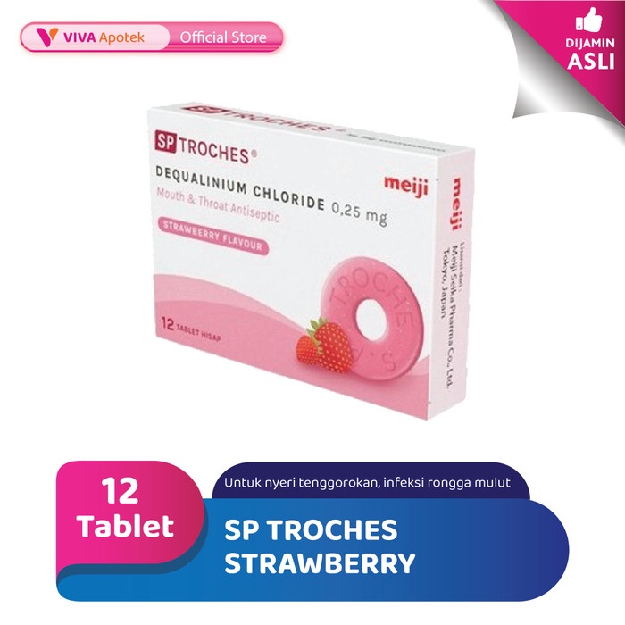 SP Troches Strawberry Antiseptik Mulut &amp; Tenggorokan (12 Tablet)