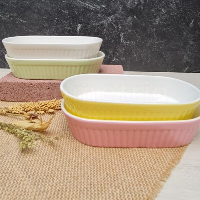 Terlaris Ramekin Bowl Oval Tahan Panas Ceramic Oval Plate Ramekin Oven Polos