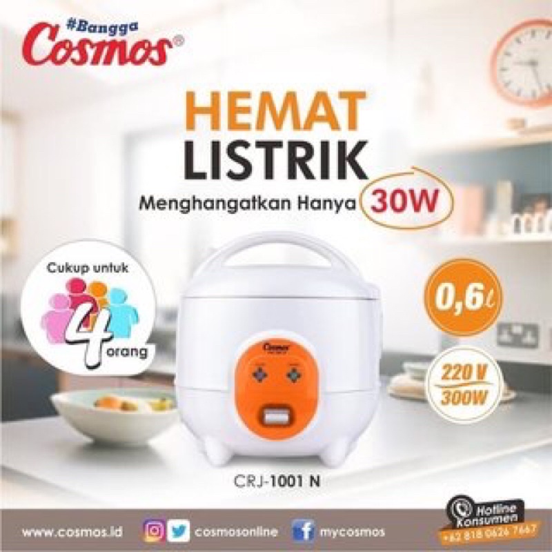 MAGICCOM COSMOS CRJ1001N/ RICE COOKER COSMOS CRJ 1001 N/ PENANAK NASI KECIL 0.6 LITER COSMOS CRJ1001