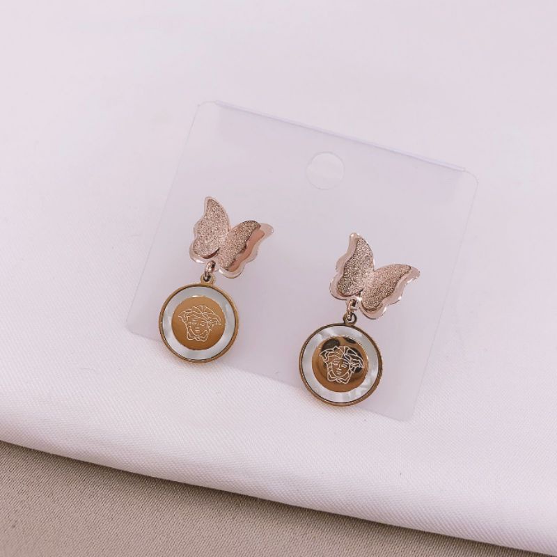 Anting Titanium asli anting giwang titanium kupukupu Stainless steel Rosegold antt 025