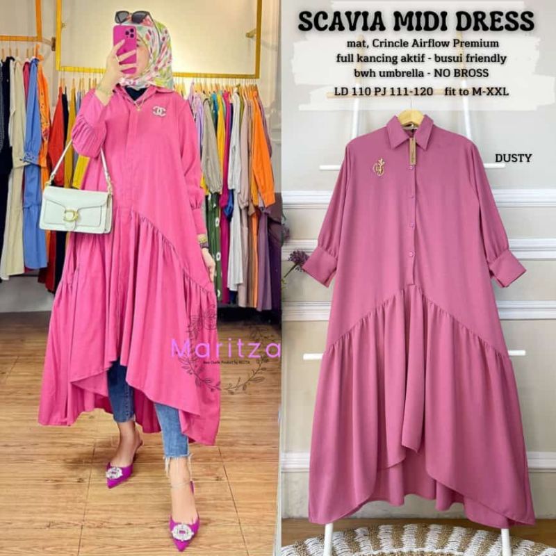 SCAVIA MIDI DRESS MOTIF POLOS SIZE JUMBO By Maritza