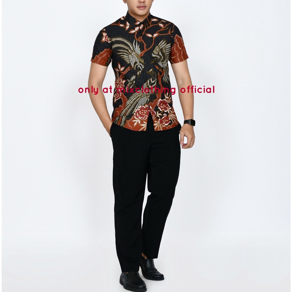 Baju Batik Pria Slimfit Kemeja Lengan Pendek Slim Premium Kode 2014