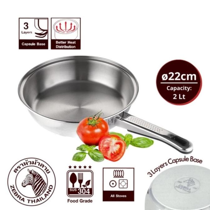 Zebra Frying Pan 22 Cm 175323 Vitalux Plus - Wajan Kuali Stainless Red.Kamellia