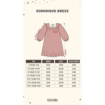 Dominique Dress Bohopanna B48 / Dress Anak Perempuan Polos / Dress Anak Bohopanna