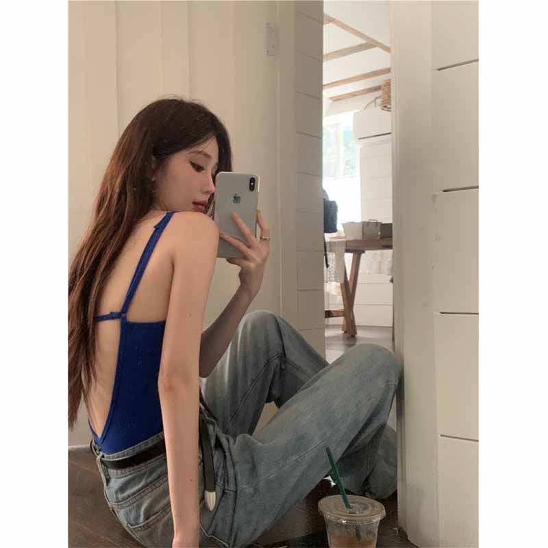 ◈▩cropped top short bottoming shirt dengan atasan tanpa lengan untuk wanita yang ingin dipakai di luar di musim semi dan musim panas terlihat lebih tipis one-piece hot girl camisole #COD