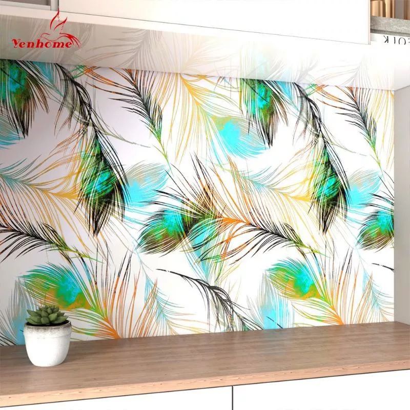 Wallpaper Sticker Dinding Motif Bulu Angsa Hijau  Dekorasi Ruang Tamu Keluarga Anda