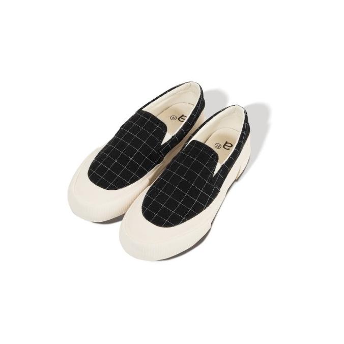 Terbaik Arise - Sepatu Tempo Slip On Canvas Black Grid Pengiriman Cepat