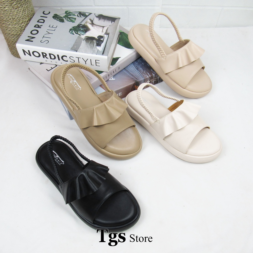 Sandal Slop Wanita Flat Tali Kerut Terbaru ZL-05