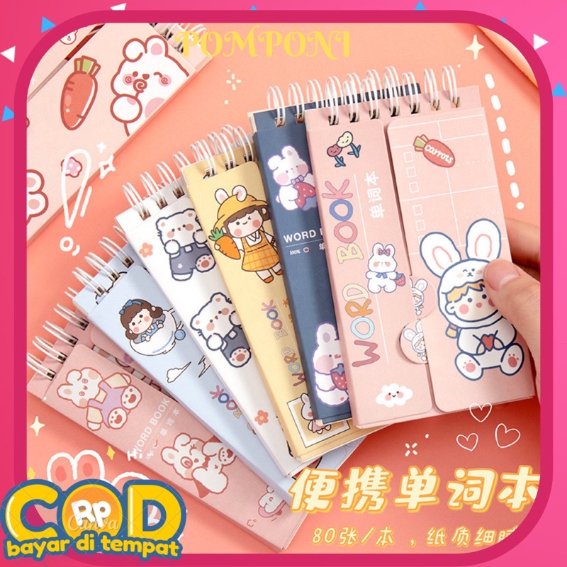 

POMPONI NOTEBOOK MINI RING PANJANG BUKU CATATAN PANJANG DIARY BOOK RT98