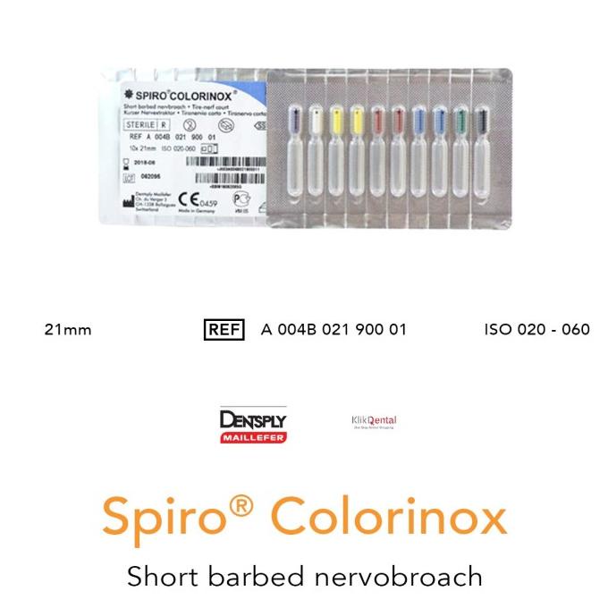 KLIK DENTAL Dentsply Spiro Colorinox Short Barbed