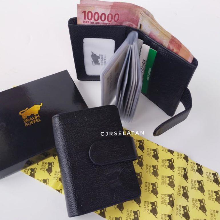 New Atm Kredit Card  Dompet Kartu Pria Wanita Kulit Asli Braun Buffel [Hitam]