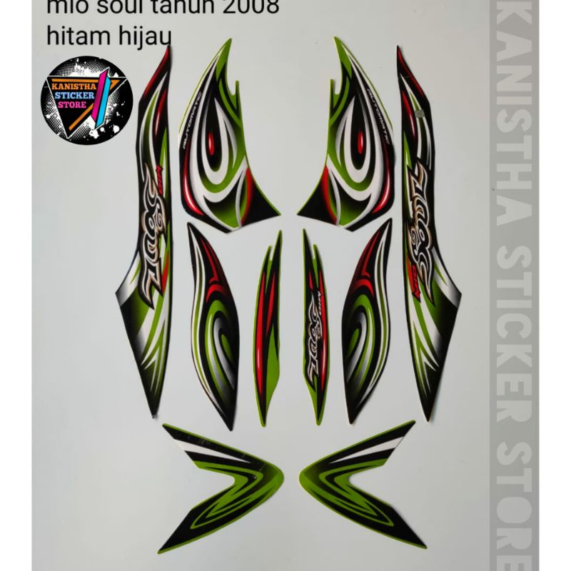 striping yamaha mio soul 2008 hititam hijau stiker lis body motor mio soul terbaik