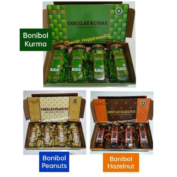 

1 Kotak Isi 4 Toples D'KING Bonibol Cokelat Kurma, Cokelat Peanuts (Kacang) dan Hazelnut Best Seller