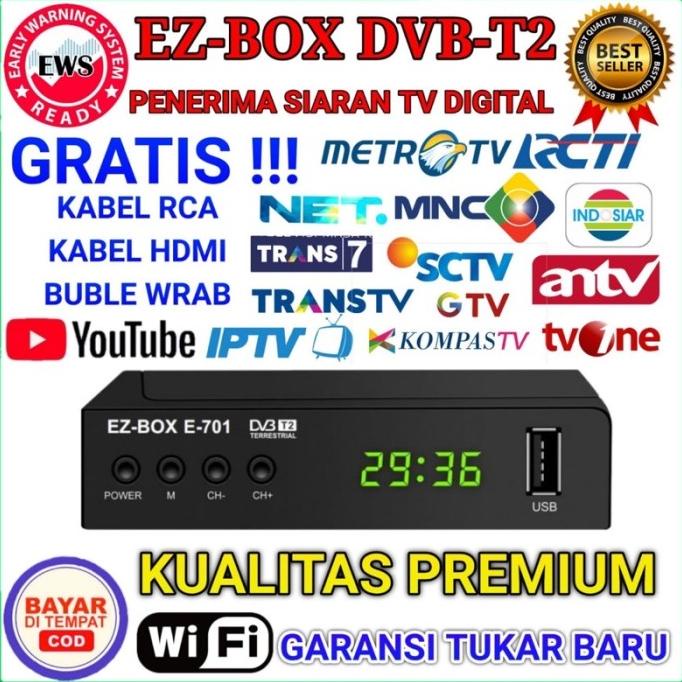 EZ-BOX SET TOP BOX DVB-T2 PENERIMA SIARAN TELEVISI DIGITAL YOUTUBE WIF