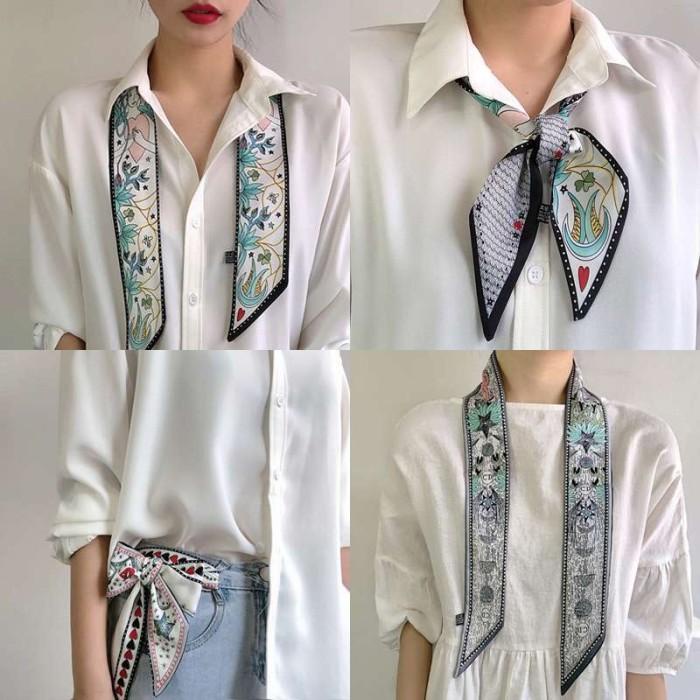 Scarf Mini Scarf Satin Syal Persegi Wanita Korea Fashion Syal Tas Aksesoris
