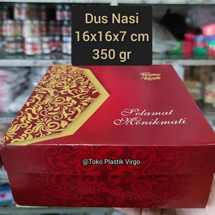 ((((()paling dicari] Box / Kardus / Dus Nasi Kue Snack Makanan - 16x16x7 cm - Merah Emas