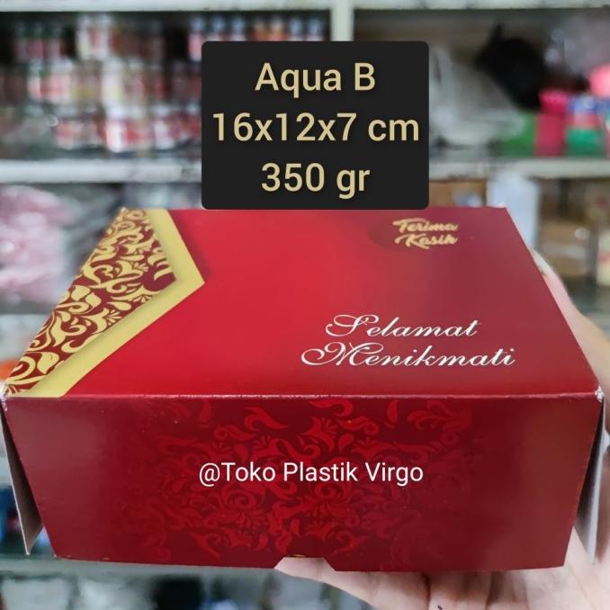}}}}}}] Box / Kardus / Dus Snack Kue Makanan 16x12x7 cm - Aqua B Merah Emas