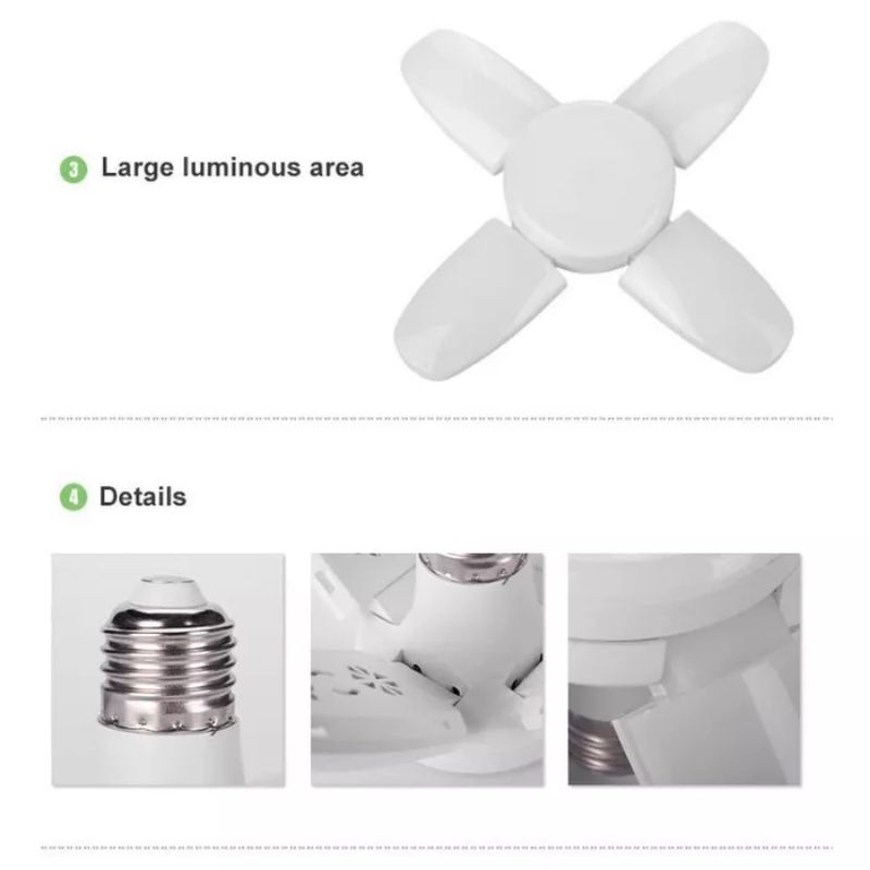 US388 Lampu Bohlam Lipat Mini Model Kipas 40 Watt / Mini Fan Blade LED Bulb 40W E27 By Toko Haji Usman