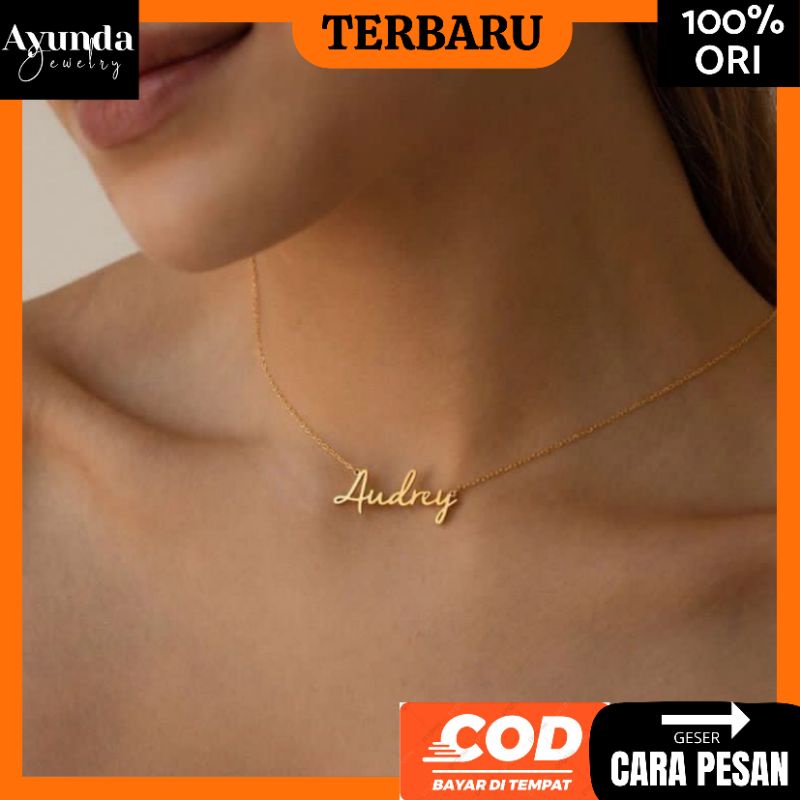 Kalung Nama Titanium anti karat Bisa pilih font Kalung custom