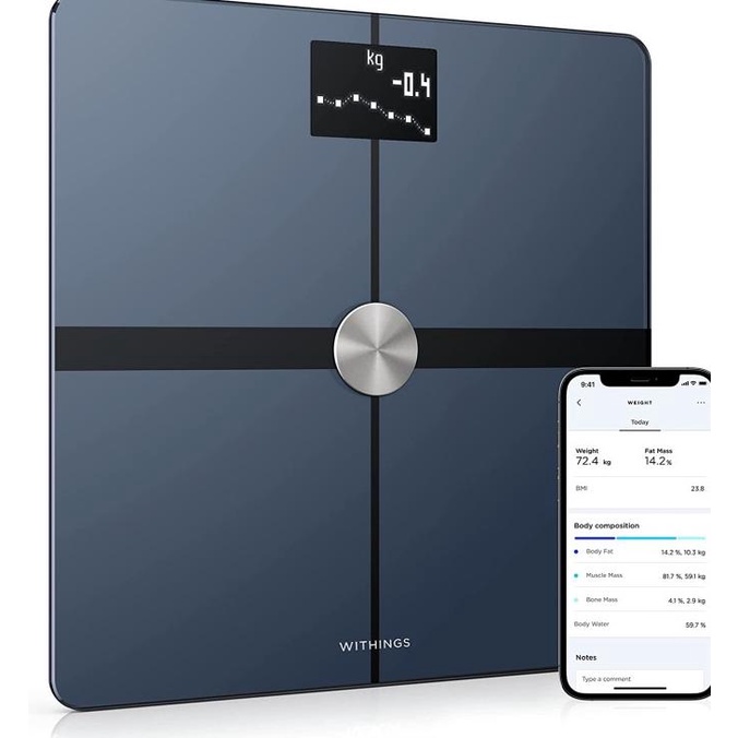 Withings Body+ Smart Scale, Timbangan Komposisi Body Fat, Otot, Cairan