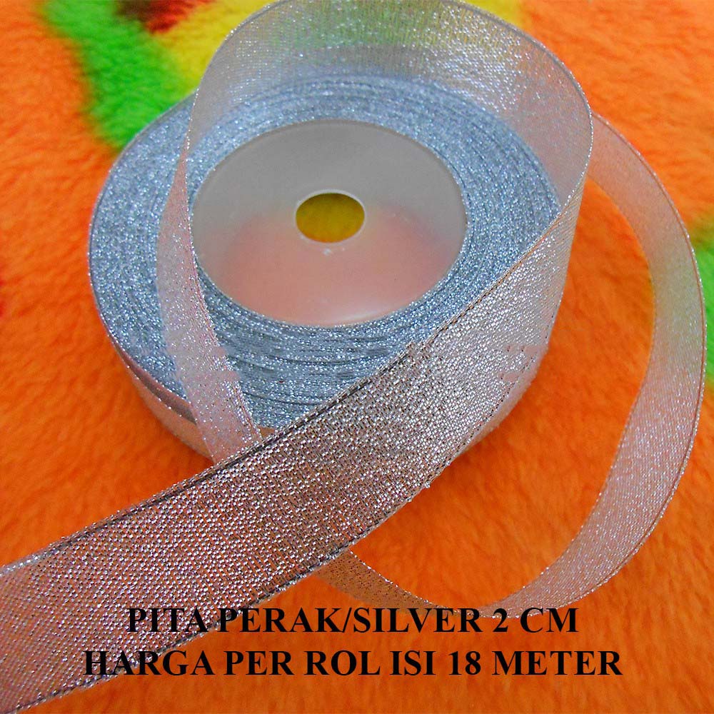 

Pita Warna Perak / Silver Lebar 2 cm Murah Harga Per Rol isi 18 meter