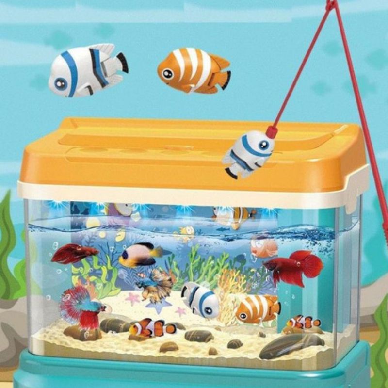 Mainan anak FUN AQUARIUM / PANCINGAN IKAN AQUARUIM WATER PARADISE FISH TANK FEEDING TIME FISHING GAM