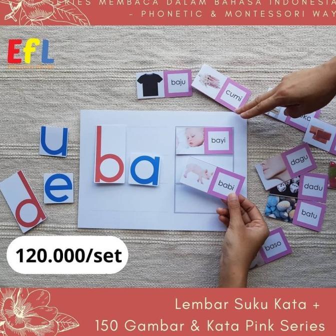 DISKON SPESIAL MONTESSORI FLASH CARD LEMBAR SUKU KATA + 150 KATA TERBARU