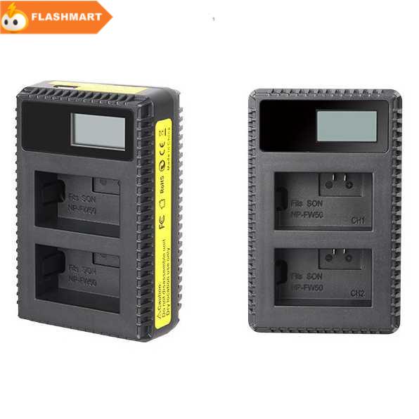 FLASHMART SEIWEI Charger Baterai Kamera 2 Slot untuk SONY NP-FW50 - LCD2