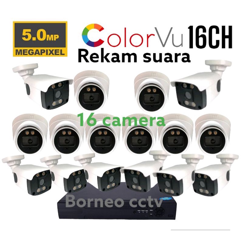 PAKET CCTV COLORVU AUDIO 5MP 16 CHANNEL 16 KAMERA FULL COLOR 1080P