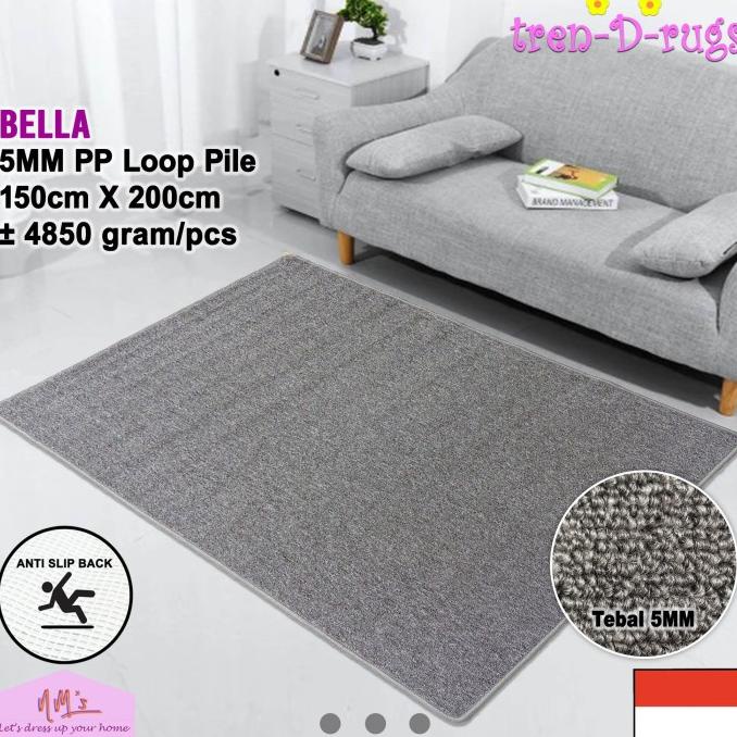 Karpet permadani alas lantai ruang tamu kamar antislip polos minimalis
