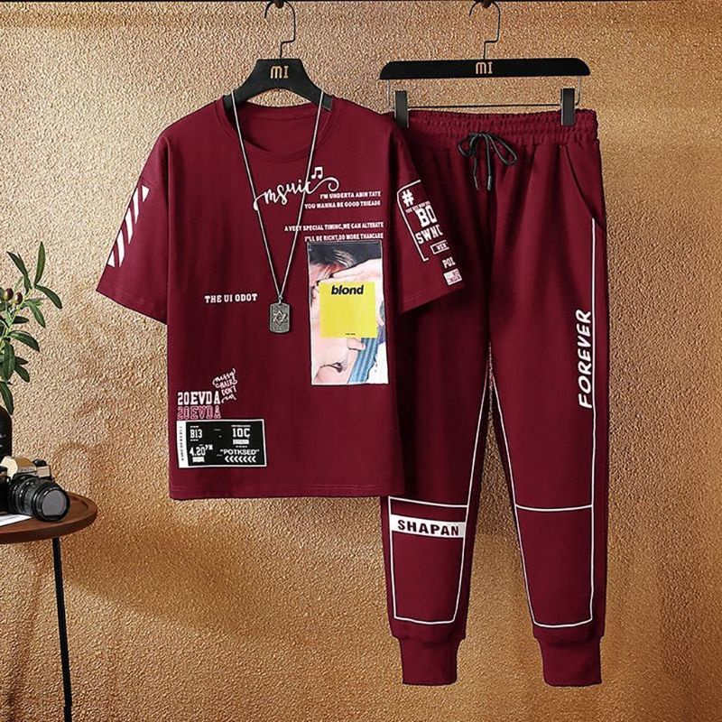 STELAN ( HUOHUO ) STELAN PRIA DEWASA 1 SET KAOS DISTRO + CELANA PANJANG JOGGER MODEL TERBARU