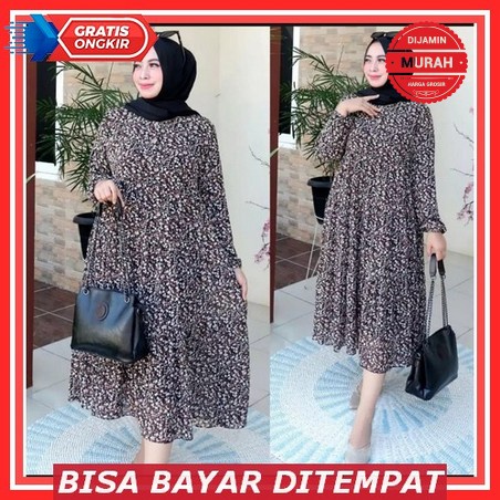 Baju Tunik Panjang Muslim Modern Lova Long Tunik Airflow Bahan Cringkle Import Baju Atasan Kemeja Mo