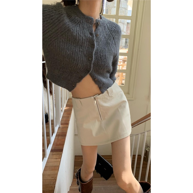 08#Tembakan Nyata Hemat Biaya Mantel Sweter Kecil dengan Kancing Kerah Bulat